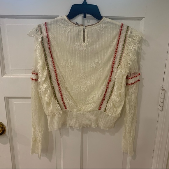 Anthropologie Bl^nk London Tali Embroidered Lace Top Peasant Fall Size XS - Picture 12 of 14